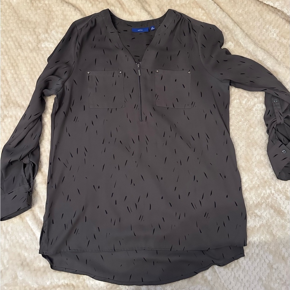 Apt. 9 Charcoal Blouse with Design